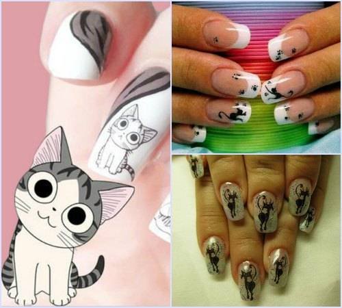 Котики на ногтях пошагово