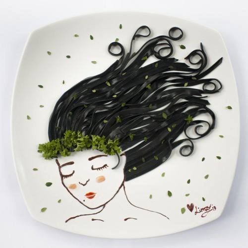 Рисунки соусом на тарелке