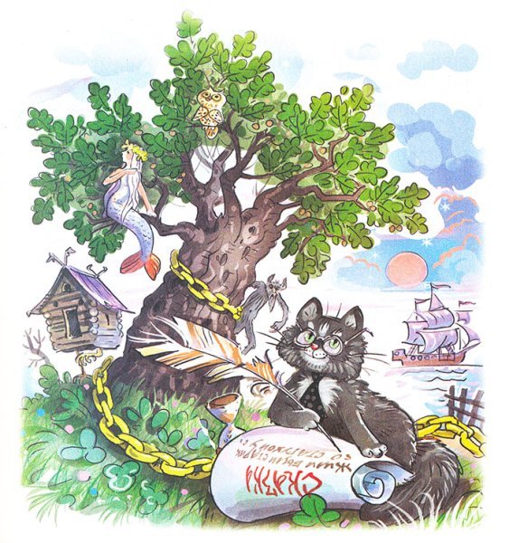 Руслан и Людмила кот ученый иллюстрации