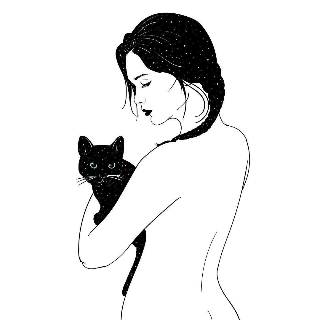 Нарисовать девушку кошку