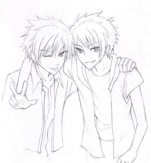 Два друга карандашом