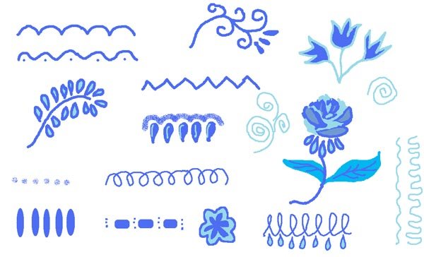 Элементы гжельской росписи для дошкольников