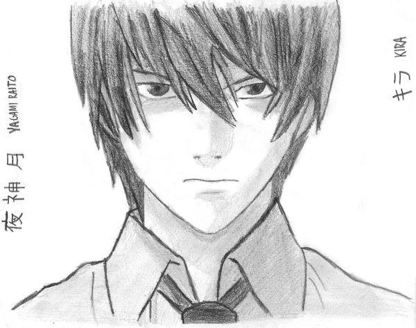 Ягами Лайт лицо карандашом