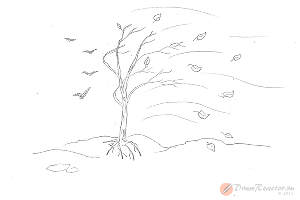 Осеннее дерево для срисовки