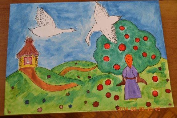 Гуси лебеди рисунок