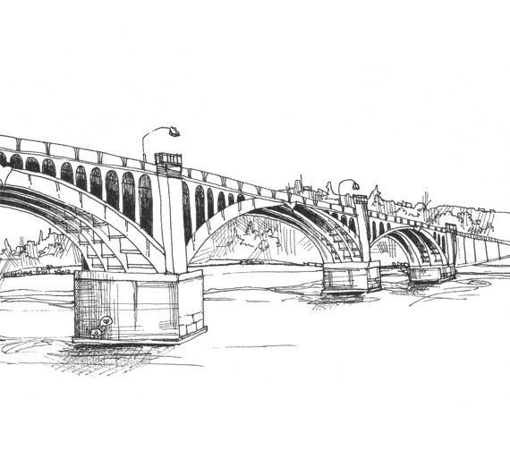 Деревянный мост сбоку перспектива