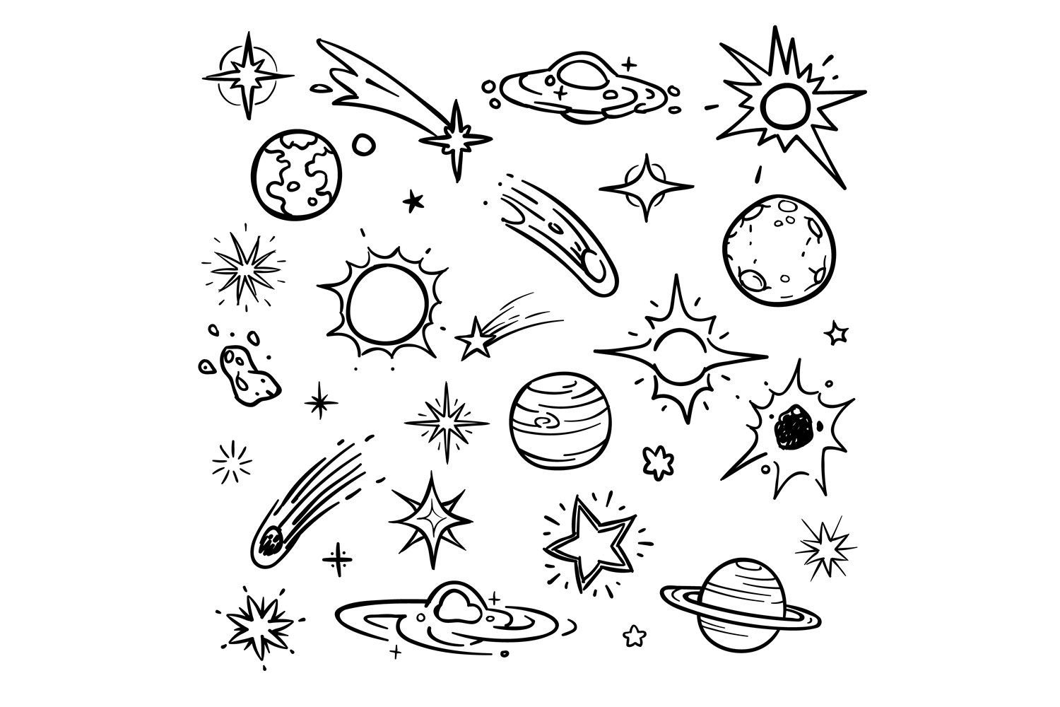 Рисование звезды и кометы