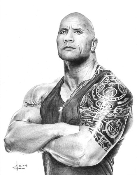 Дуэйн Джонсон портрет рисунок