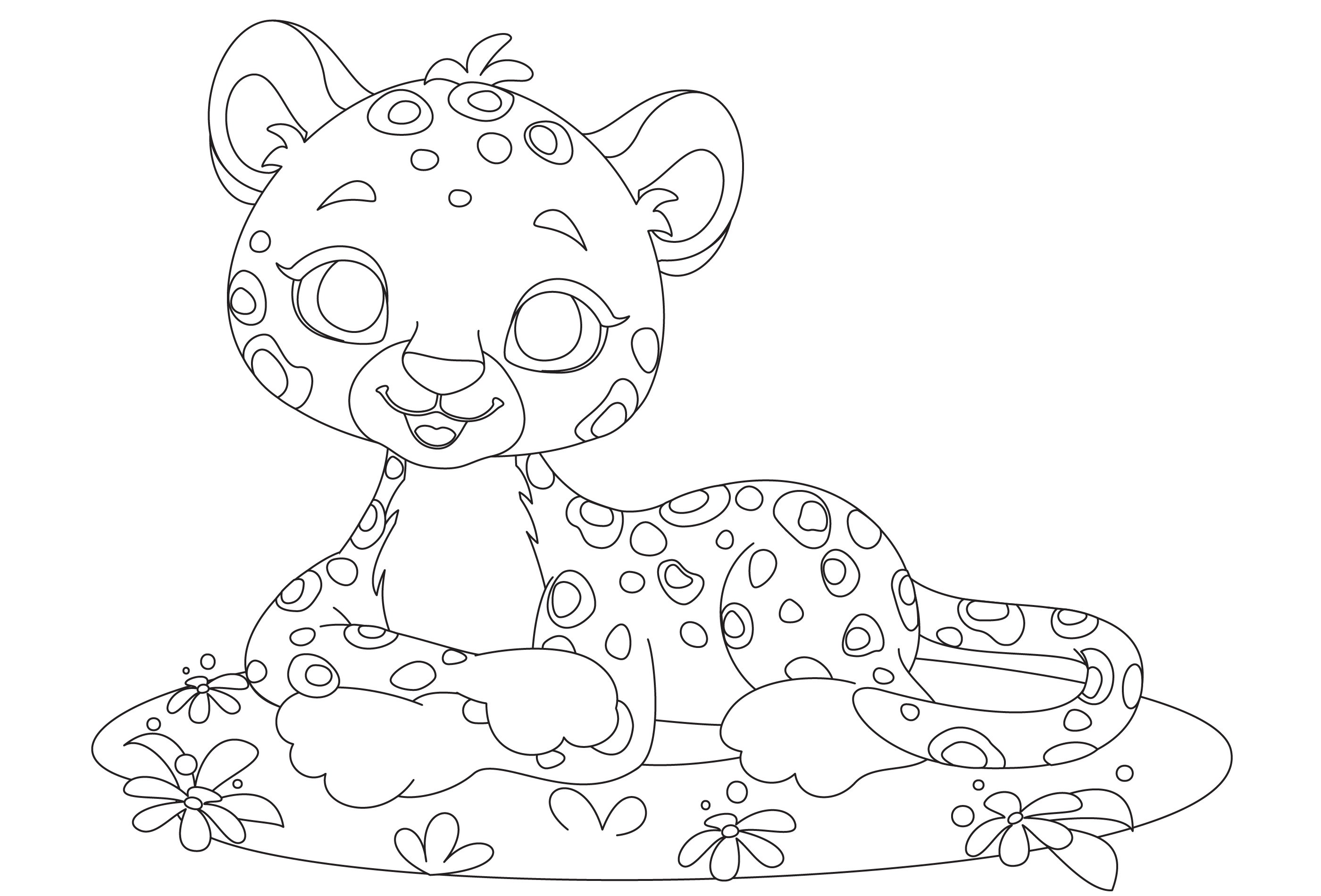 Раскраска леопарда для детей котята