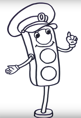 Поэтапное рисование светофора для детей