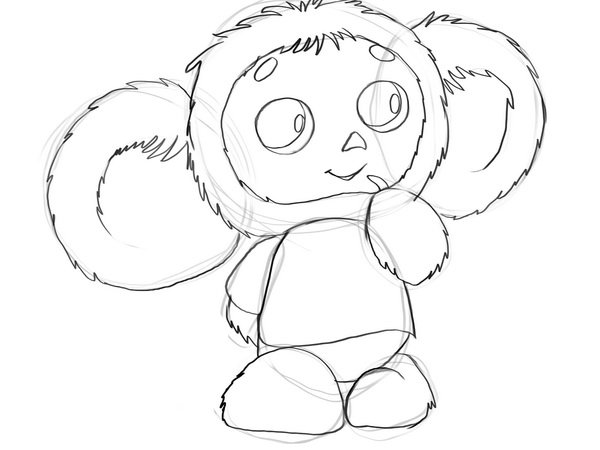 Поэтапное рисование Чебурашки