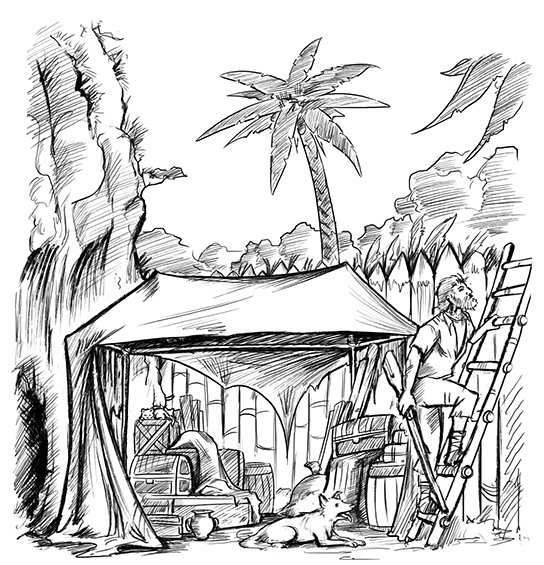 Робинзон Крузо рисунок 5 класс лёгкий