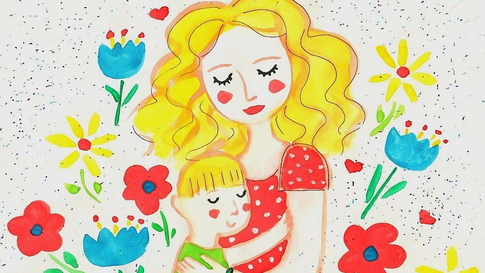 Детский рисунок мама и дети