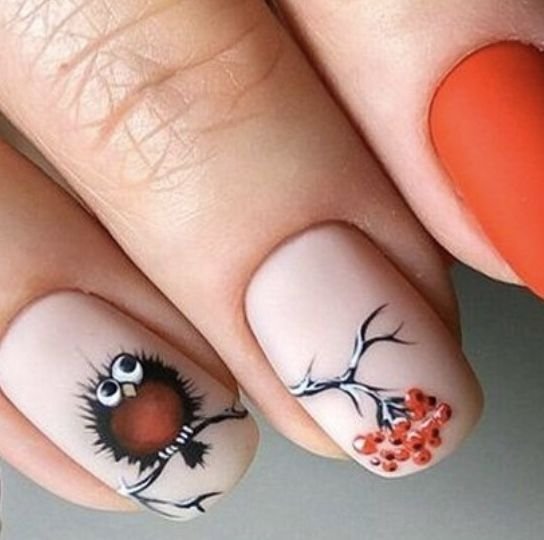 Легкие осенние рисунки на ногтях