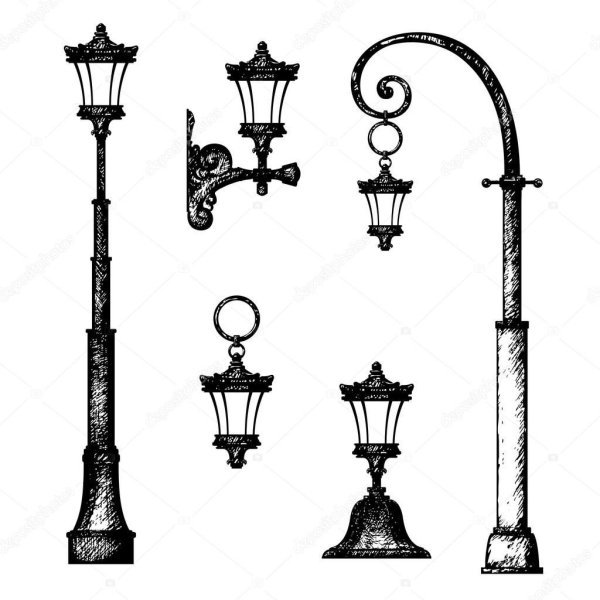 Уличный фонарь рисовать