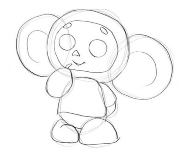 Рисование Чебурашка в старшей группе