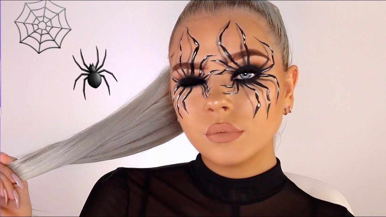 Макияж паука на Хэллоуин легкий
