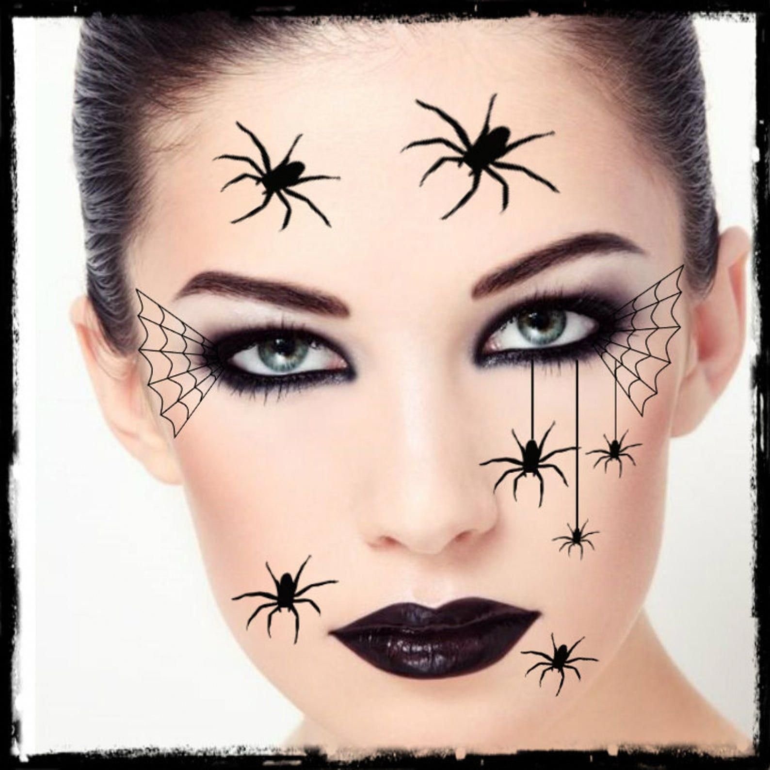 Макияж паук на лице Хэллоуин
