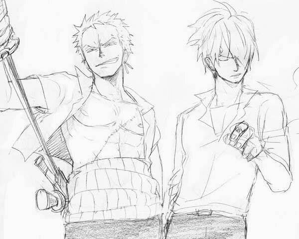 Санджи и Зоро черно белое