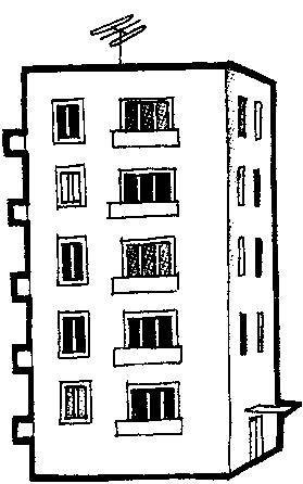 Много этажний дом ченрно белий