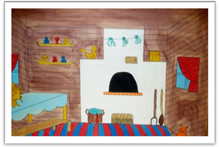 Внутреннее убранство русской избы рисунки