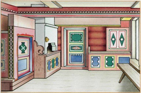 Интерьер русской избы рисунки