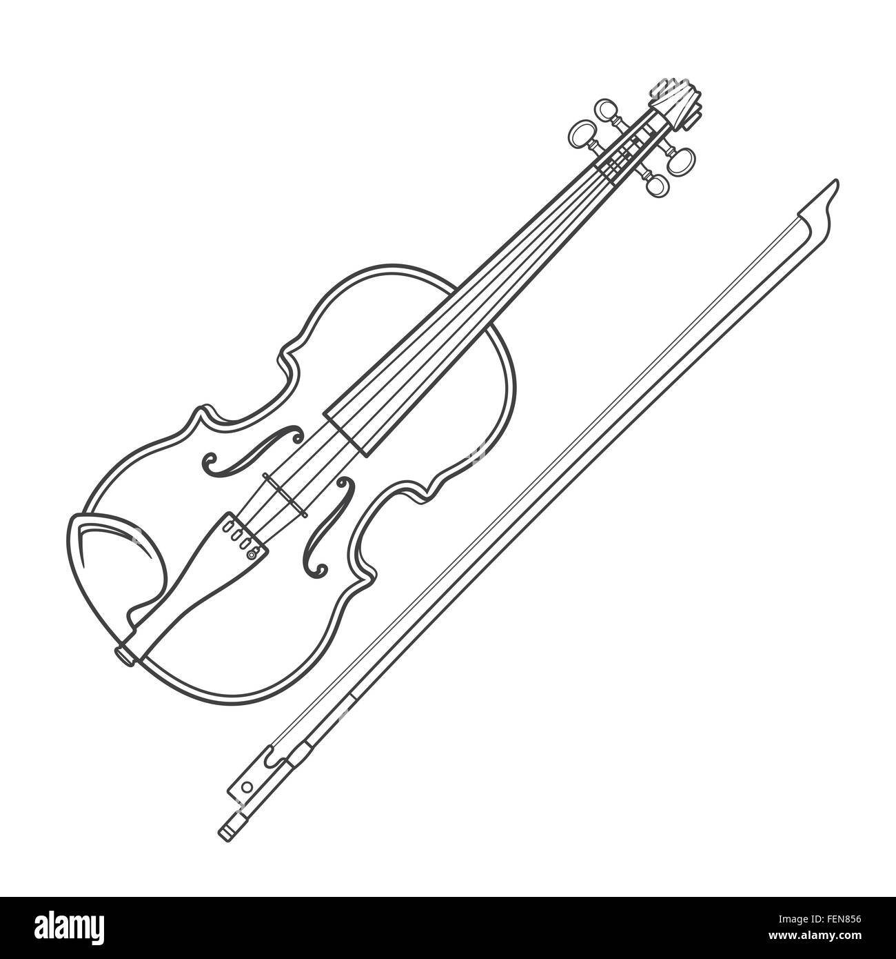 Контур скрипки со смычком
