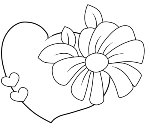 Раскраска сердечко с цветочками