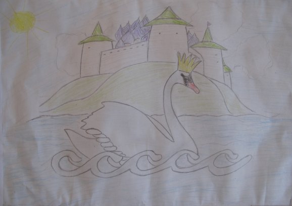 Детские рисунки к сказке о царе Салтане Пушкина