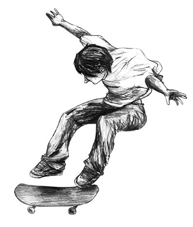 Скейт рисунок карандашом