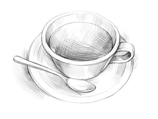 Зарисовки посуды карандашом