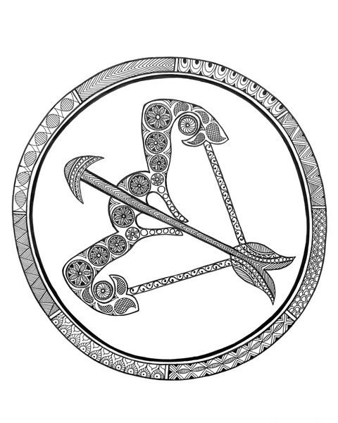 Знак зодиака Стрелец трафарет