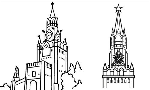 Спасская башня Кремля рисование