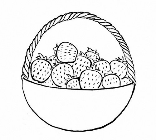 Раскраска корзина с клубникой