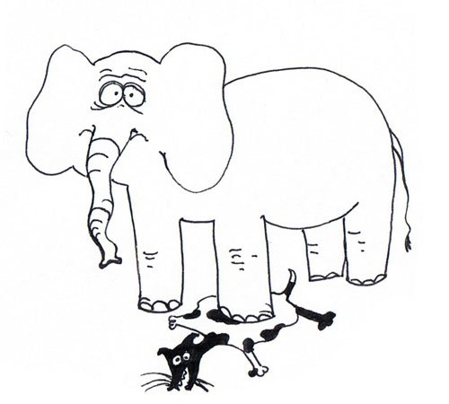 Иллюстрация к басне Крылова слон и моська