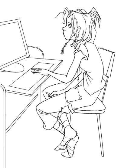 Человек за компьютером рисунок