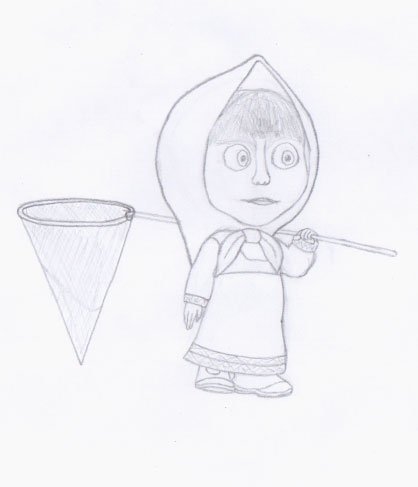 Нарисованная Маша из мультика Маша и медведь