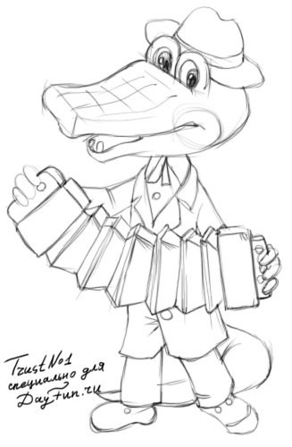 Гена и Шапокляк раскраска