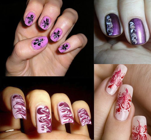 Рисунки на ногтях иголкой схемы