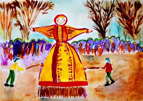 Масленица детские рисунки