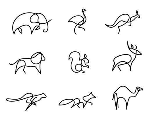 Наброски животных одной линией