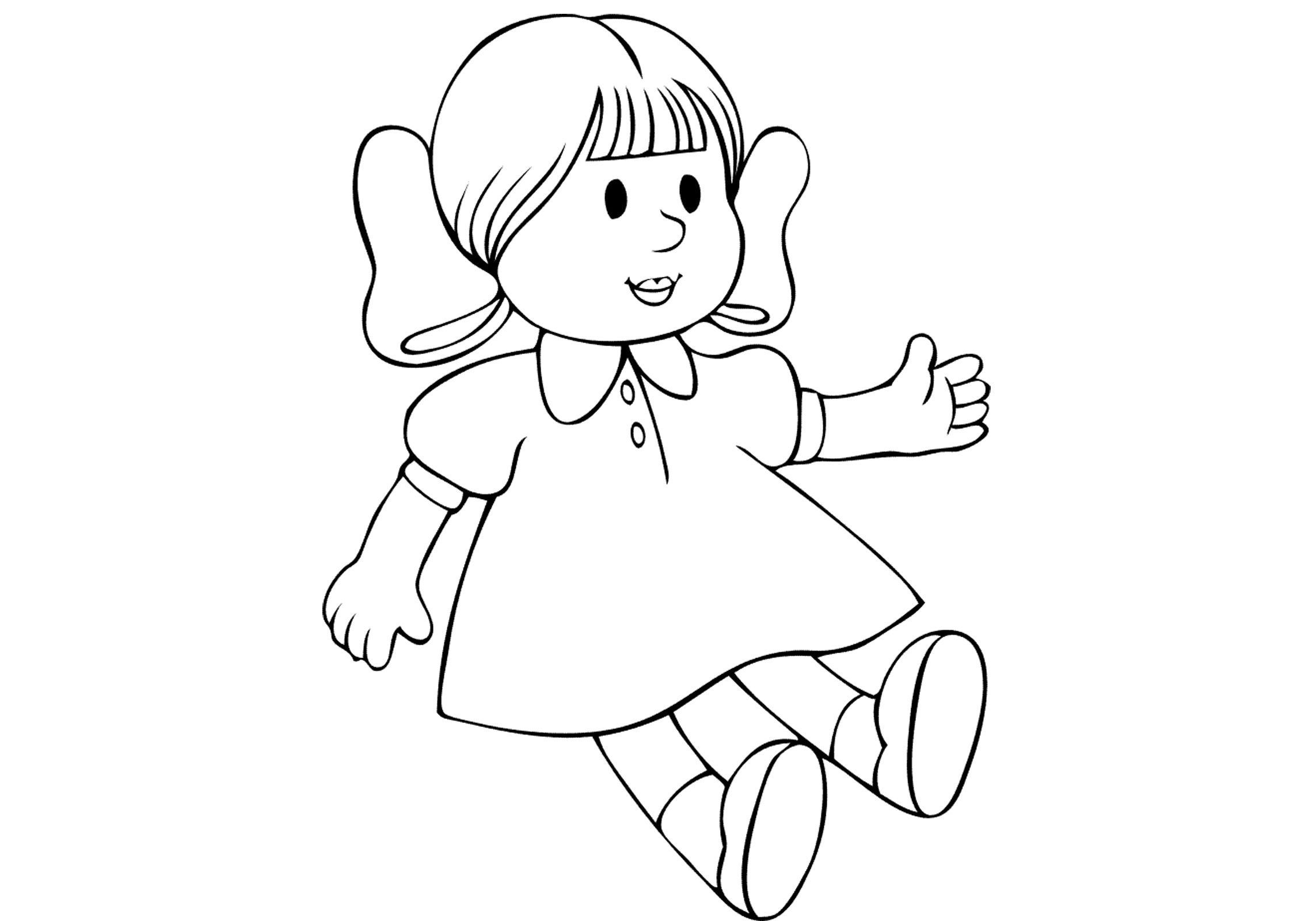 Раскраска кукла в платье для малышей 2-3