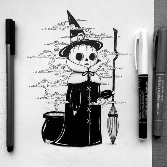 Рисунки маркером чб