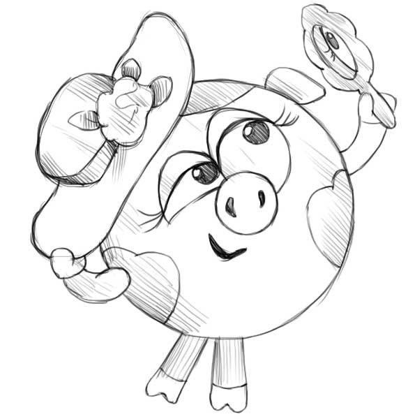 Как нарисовать Нюшу из смешариков