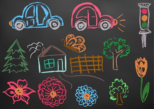 Лёгкие рисунки мелками на доске