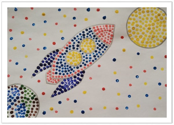 Рисунок ватной палочкой и красками