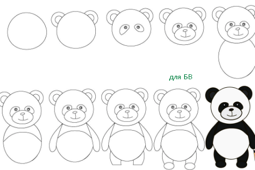 Поэтапное рисование панды
