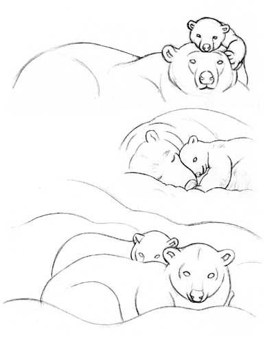Два медвежонка контур