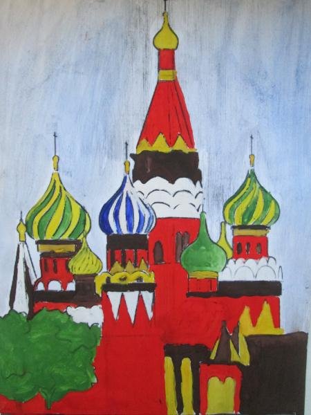 Храм Василия Блаженного Москва нарисовать