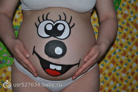 Рисунки на животе у беременных прикольные
